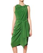 Lanvin Draped Silk Satin Dress - Lyst