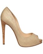 Alexandre Birman 120mm Linen & Cork Open Toe Pumps - Lyst