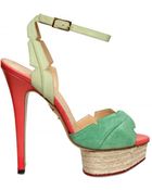 Charlotte Olympia 150mm Leather & Suede Leaf Sandals - Lyst