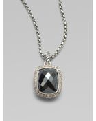 David Yurman Diamond & Hematite Pendant Necklace - Lyst