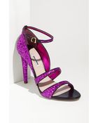 Miu Miu Glitter Ankle Strap Sandal - Lyst