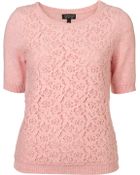 Topshop Knitted Lace Front Jumper - Lyst