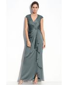 Adrianna Papell Faux Wrap Chiffon Gown - Lyst