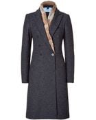 Blumarine Anthracite Wool Coat With Fur Collar - Lyst