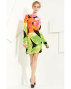 Blumarine Leaf Print Silk Knit Dress - Lyst