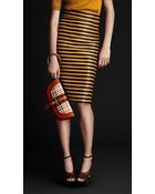 Burberry Prorsum Raffia Stripe Pencil Skirt - Lyst