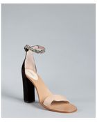 Chloé Black and Tan Leather Jeweled Ankle Strap Sandals - Lyst