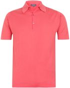John Smedley Red Milo Knitted Polo Shirt - Lyst