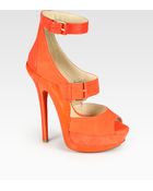 Jimmy Choo Letitia Suede and Leather Platform Sandals - Lyst