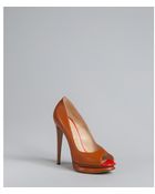 Nicholas Kirkwood Brown Leather Peep Toe Platform Pumps - Lyst