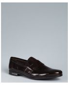 Prada Burnt Brown Leather Penny Loafers - Lyst