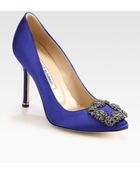 Manolo Blahnik Hangisi 105 Satin Pumps - Lyst