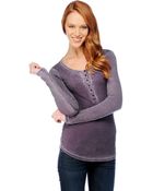 Splendid Distressed Thermal Henley - Lyst