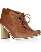 See By Chloé Wooden-heeled Leather Ankle Boots - Lyst