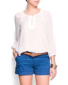 Mango Plumeti Blouse - Lyst