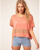 Mink Pink Minkpink Molly Crochet Insert T-shirt - Lyst