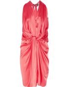 Lanvin Knotted Draped Silk-satin Dress - Lyst