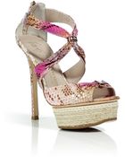 Le Silla Beige and Violet Python Sandals - Lyst