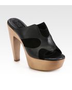 Alexander McQueen Leather and Suede Platform Clogs - Lyst
