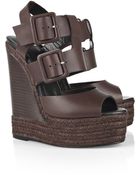 Pierre Hardy Buckled Leather Wedge Sandals - Lyst