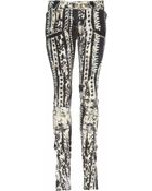 Balmain Printed Low-rise Skinny Jeans - Lyst