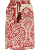 Etro Paisley-Print Silk Skirt - Lyst
