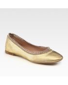 Chloé Beaded Metallic Leather Ballet Flats - Lyst
