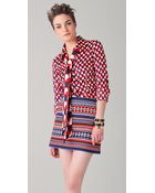 Milly Print Tie Neck Camlie Blouse - Lyst