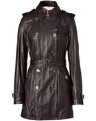 Burberry Brit Black Leather Trench Coat - Lyst