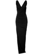 Donna Karan New York Black Twist Draped Maxi Dress - Lyst