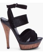 Barbara Bui Black Suede and Snakeskin Wooden Heels - Lyst