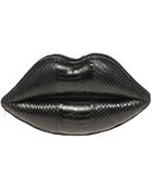 Lulu Guinness Snakeskin Lips Clutch - Lyst