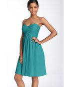 Donna Morgan Strapless Silk Chiffon Dress - Lyst