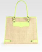 Rebecca Minkoff Leather-trimmed Straw Diamond Tote - Lyst