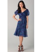 Zac Posen Short Sleeve Floral Dress - Lyst