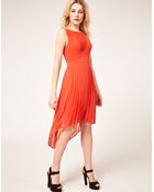 Oasis Pleat Dip Hem Midi Dress - Lyst