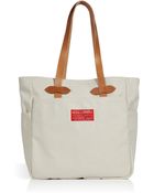 Filson Natural Canvas Tote With Leather - Lyst