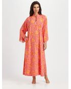 Natori Floral Zip Caftan - Lyst