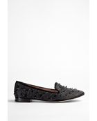 Sam Edelman Black Adena Stud Satin Smoking Slipper - Lyst