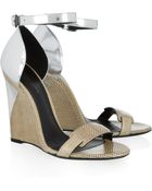 Bottega Veneta Karung and Metallic Leather Sandals - Lyst