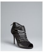 Gucci Black Strappy Leather Inga Peep Toe Booties - Lyst