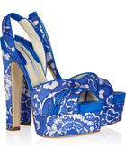 Brian Atwood Manhattan Printed Twill Slingback Sandals - Lyst