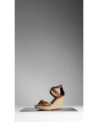 Burberry Canvas Check Wedge Espadrilles - Lyst