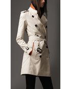 Burberry Short Cotton Blend Check Pattern Trench Coat - Lyst