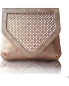 Poupee Couture Crystal Clutch Gold Leather - Lyst