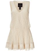 Jay Ahr Beige Lace Flared Mini Dress - Lyst