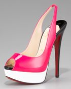 Christian Louboutin Lady Peeptoe Colorblock Slingback - Lyst