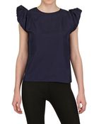 Saint Laurent Ruffle Sleeve Habotai Silk Top - Lyst
