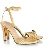 Gucci Metallic Leather Sandals - Lyst
