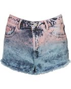 Moto Dip Dyed Hotpants - Lyst
